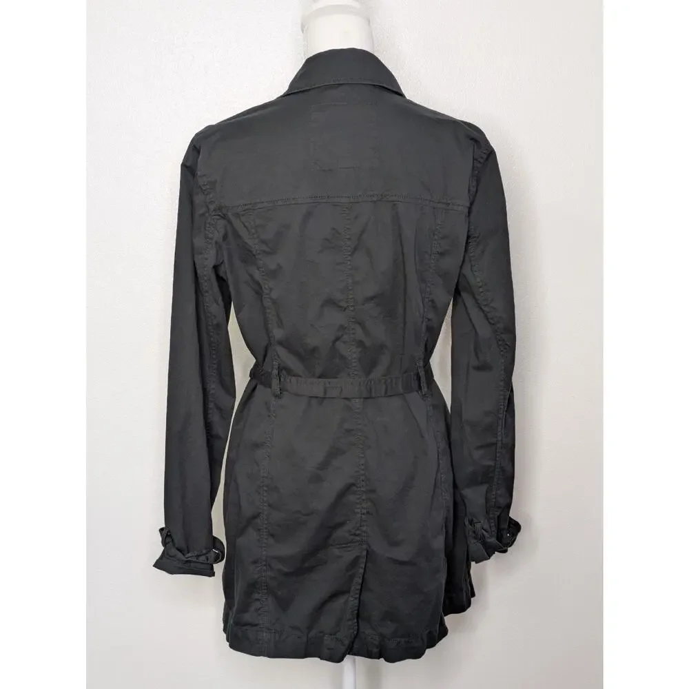 Michael Kors Black Double Breasted Belted Trench Coat / Jacket Womens Size M - Picture 7 of 10